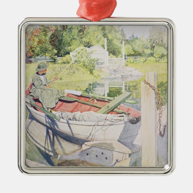 Fishing, 1909 metal ornament (Front)