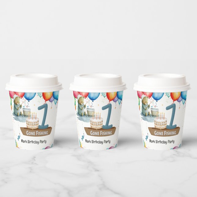 Fishing 1st Birthday for Boy  Paper Cups (Multi)