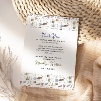 Fishing 1st Birthday Gift Tags | O-Fish-Ally One  Thank You Card