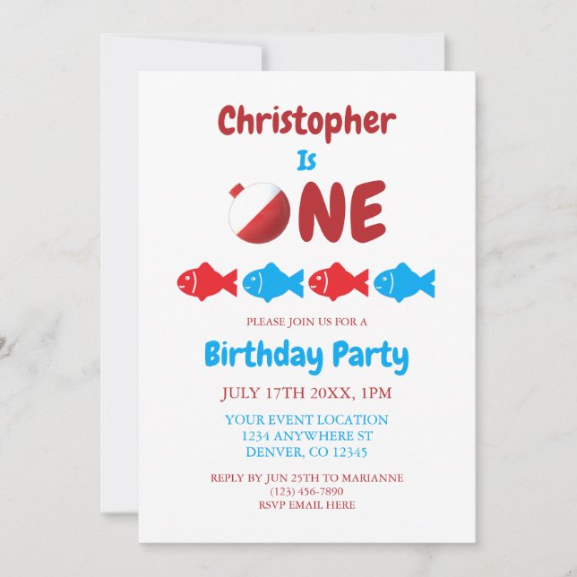 Fishing 1st Birthday Invitation (Front)