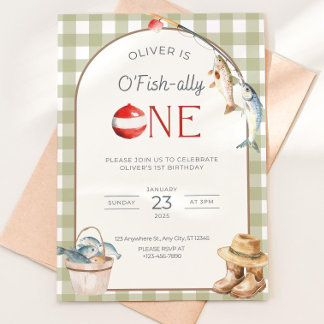 Fishing 1st Birthday Invitation O Fishally One Inv