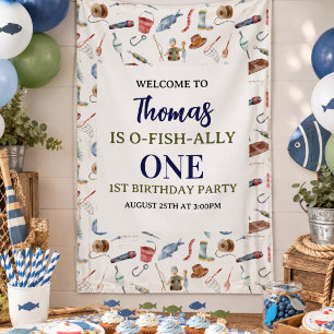 Fishing 1st Birthday O-Fish-Ally One party Banner