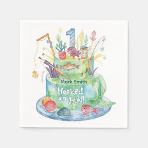 Fishing 1st Birthday Party with Cake decoration Napkin