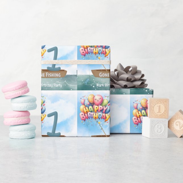 Fishing 1st Birthday  Wrapping Paper (Baby Shower)