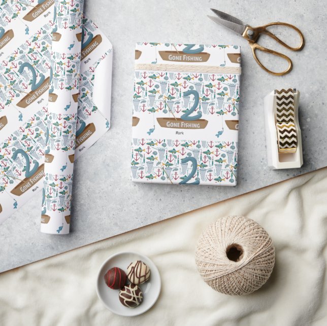 Fishing 2nd Birthday  Wrapping Paper (Crafts)
