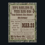 Fishing 50th Birthday Invitation with Camo<br><div class="desc">Fishing 50th Birthday Invitation with Camo background.  Throwing a birthday party for a fisherman?  These are the perfect invites!  Feature fish and Fishing rod and hooks.</div>