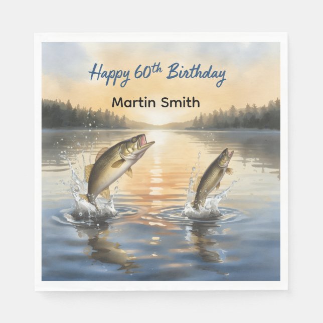 Fishing 60th birthday 60th birthday  napkin (Front)