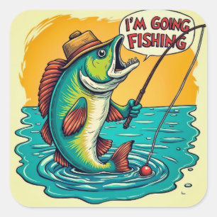 Fishing Adventures: A Fish's Dream Come True Square Sticker