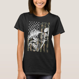 Fishing American Flag Camouflage Bass Fish Fisherm T-Shirt