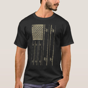 Fishing American Flag Gift for Fisherman USA Flag T-Shirt
