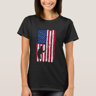 Fishing American Flag Patriotic day 4th of July Fi T-Shirt
