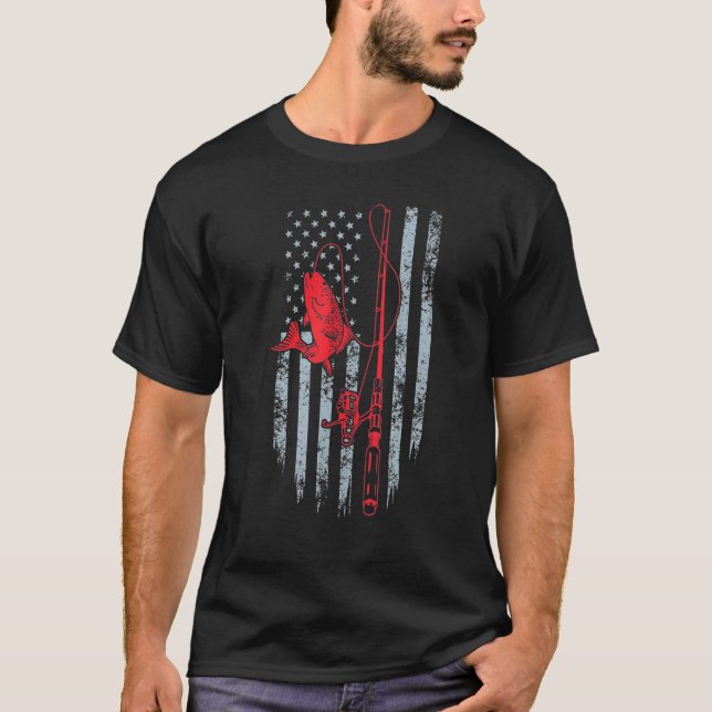 Fishing American Flag T-Shirt (Front)