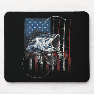 Fishing American Flag Vintage Usa B Fisherman Gift Mouse Pad