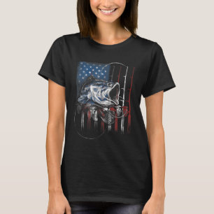 Fishing American Flag Vintage USA Bass Fisherman G T-Shirt