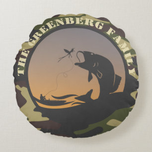 Fishing and Camo Round Pillow