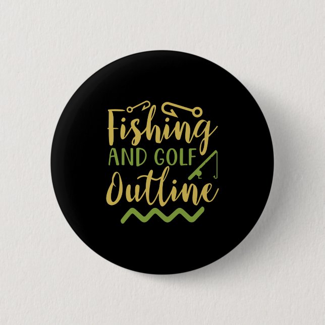 Fishing And Golf Outline 2 Inch Round Button (Front)
