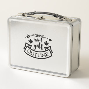 Fishing And Golf Outline Fishing Metal Lunch Box