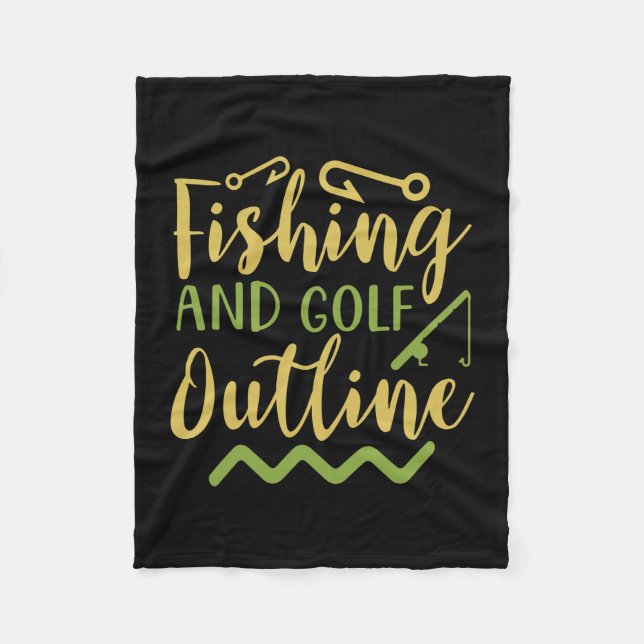 Fishing And Golf Outline Fleece Blanket (Front)