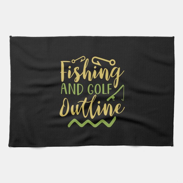 Fishing And Golf Outline Kitchen Towel (Horizontal)