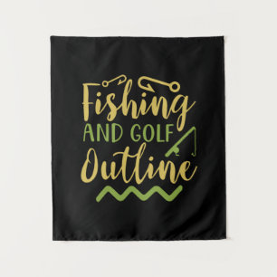 Fishing And Golf Outline Tapestry