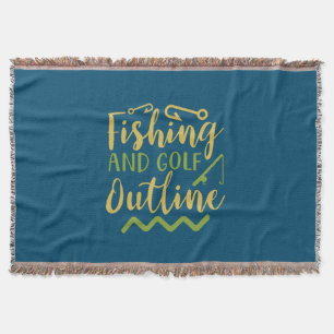 Fishing And Golf Outline Throw Blanket