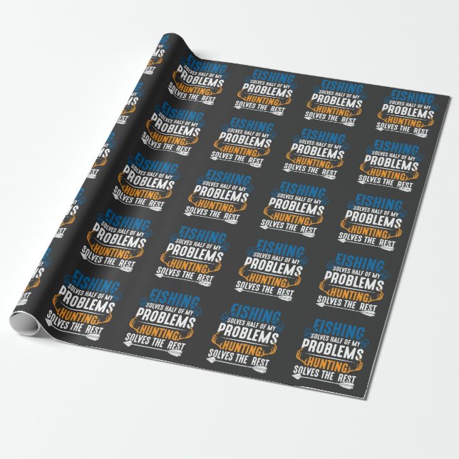 Fishing and Hunting Humorous Fish and Hunt Hobby Wrapping Paper (Unrolled)