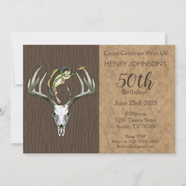 Fishing and Hunting Themed 50th Birthday Invitation (Front)