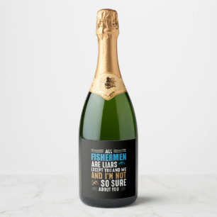 Fishing Art All Fisherman Sparkling Wine Label