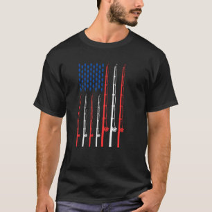 Fishing Art For Men Women American Flag USA Fishin T-Shirt
