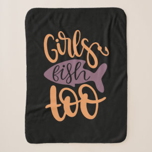 Fishing Art Girls Fish Too Sherpa Blanket