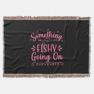 Fishing Art Something Fish Going On Throw Blanket