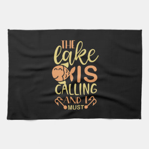 Fishing Art The Lake Is Calling and I Must Go Kitchen Towel