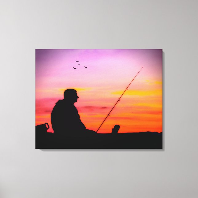 Fishing at Sunset Canvas Print (Front)