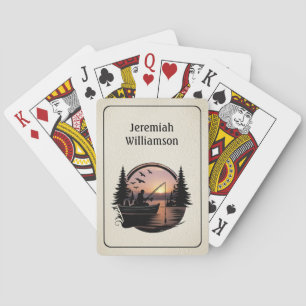 Fishing at Sunset outdoor scene Personalize Playing Cards