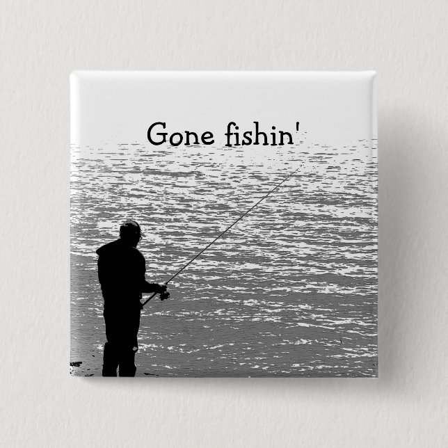 Fishing at the Lake 2 Inch Square Button (Front)