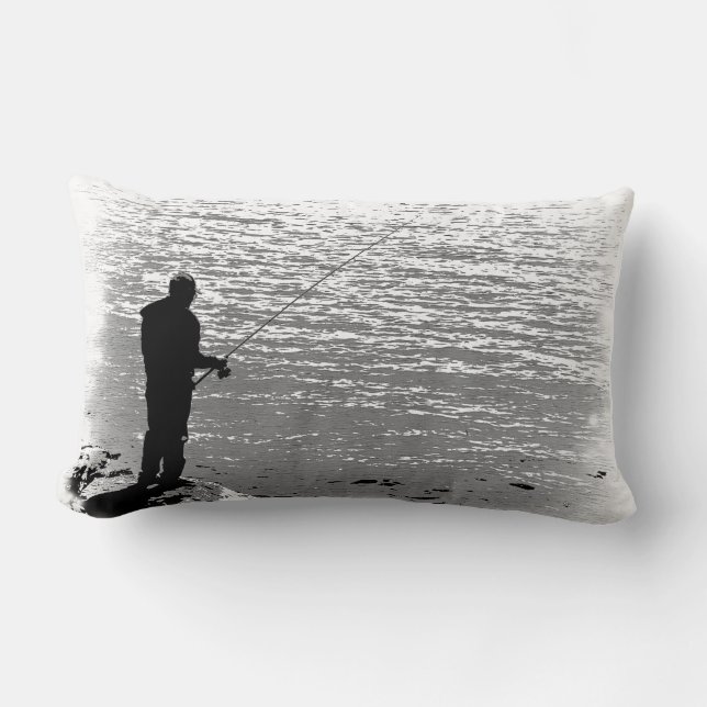 Fishing at the Lake Lumbar Pillow (Front)