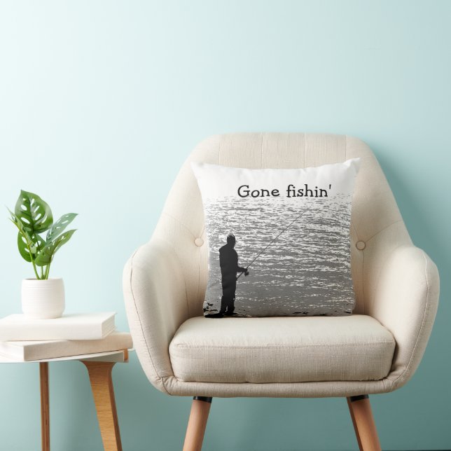 Fishing at the Lake Throw Pillow (Chair)
