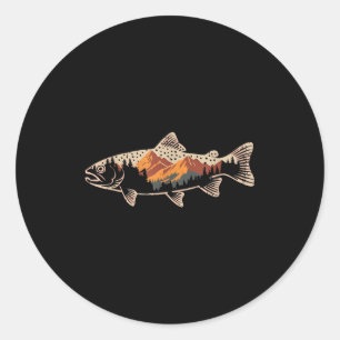Fishing B Fish Mountain Star Fisherman Art Men Wom Classic Round Sticker