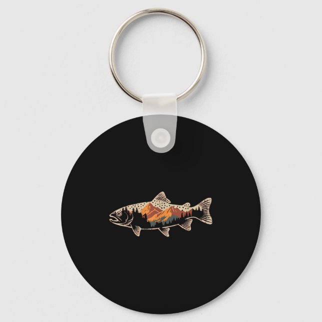 Fishing B Fish Mountain Star Fisherman Art Men Wom Keychain (Front)