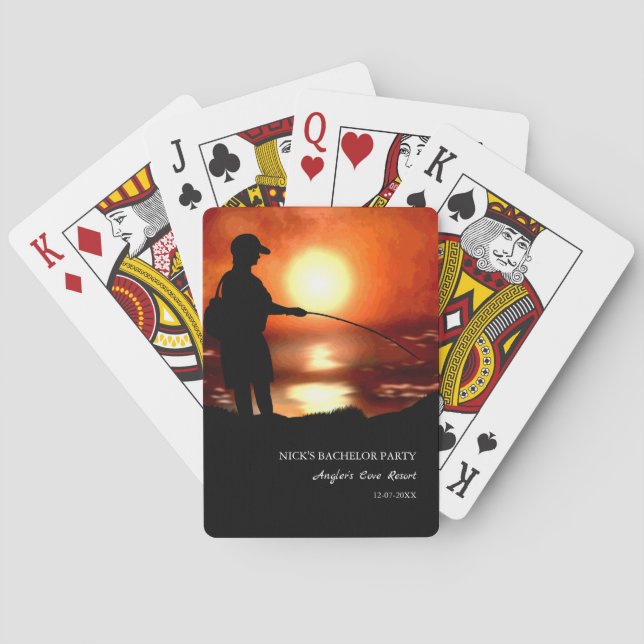 Fishing bachelor party Fishing lover Fishing party Playing Cards (Back)