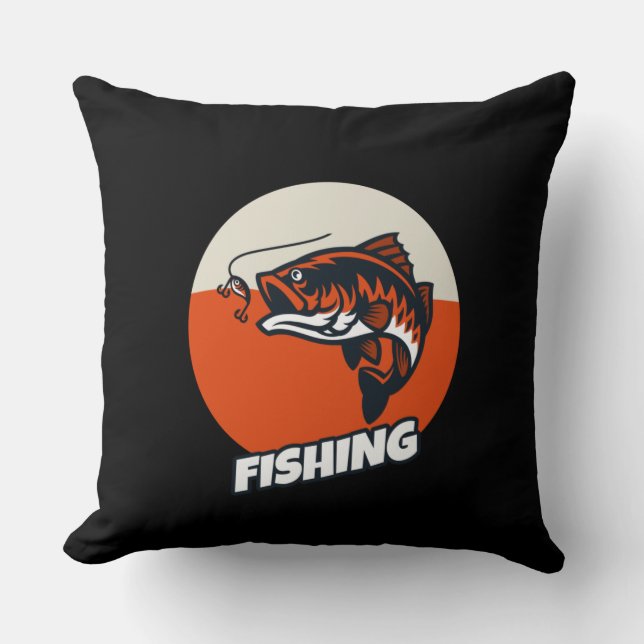 Fishing Bait Throw Pillow (Front)