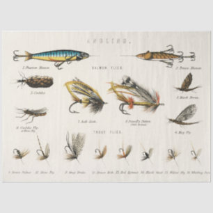 Fishing Baits Flies Angling Decoupage Tissue Paper