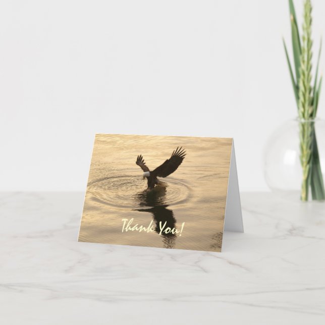Fishing Bald Eagle at Twilight Thank You Card (Front)