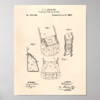 Fishing Basket 1880 Patent Art Old Peper