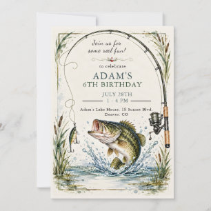 Fishing Bass Birthday Party Invitation Boy