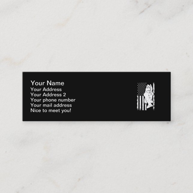 Fishing Bass fish USA Mini Business Card (Front)