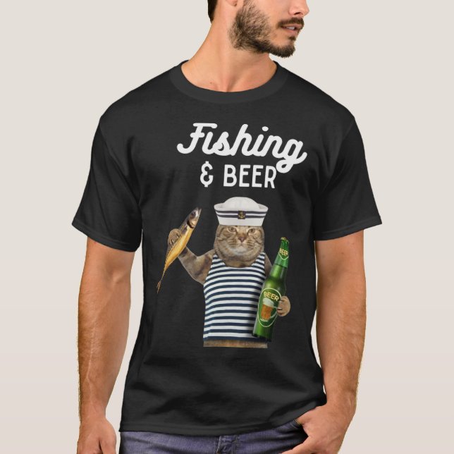 Fishing & Beer  Cat T-Shirt (Front)