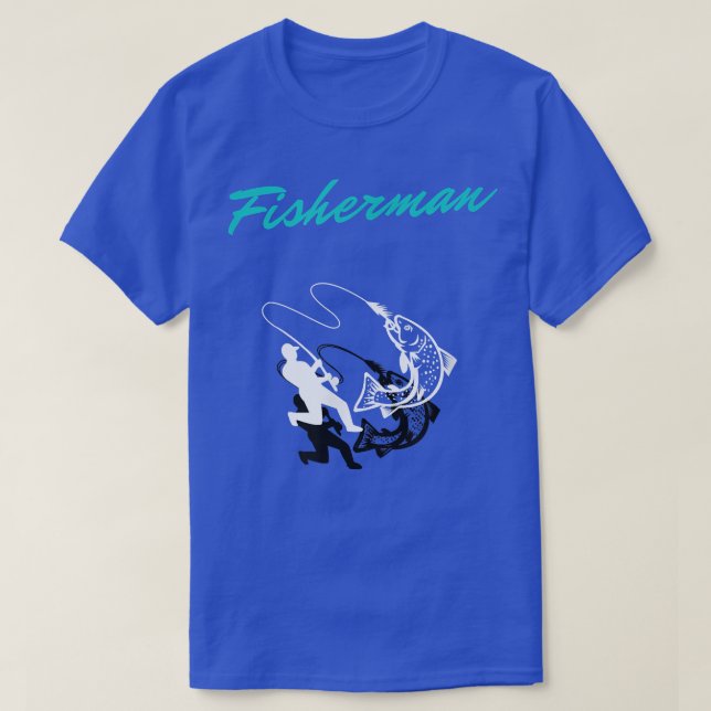 Fishing big fish neck letter V FISHERMAN  T-Shirt (Design Front)
