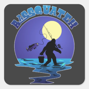 Fishing Bigfoot Pun Bassquatch Sasquatch Lover T-S Square Sticker