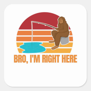 Fishing Bigfoot Undefeated Retro Sasquatch Square Sticker
